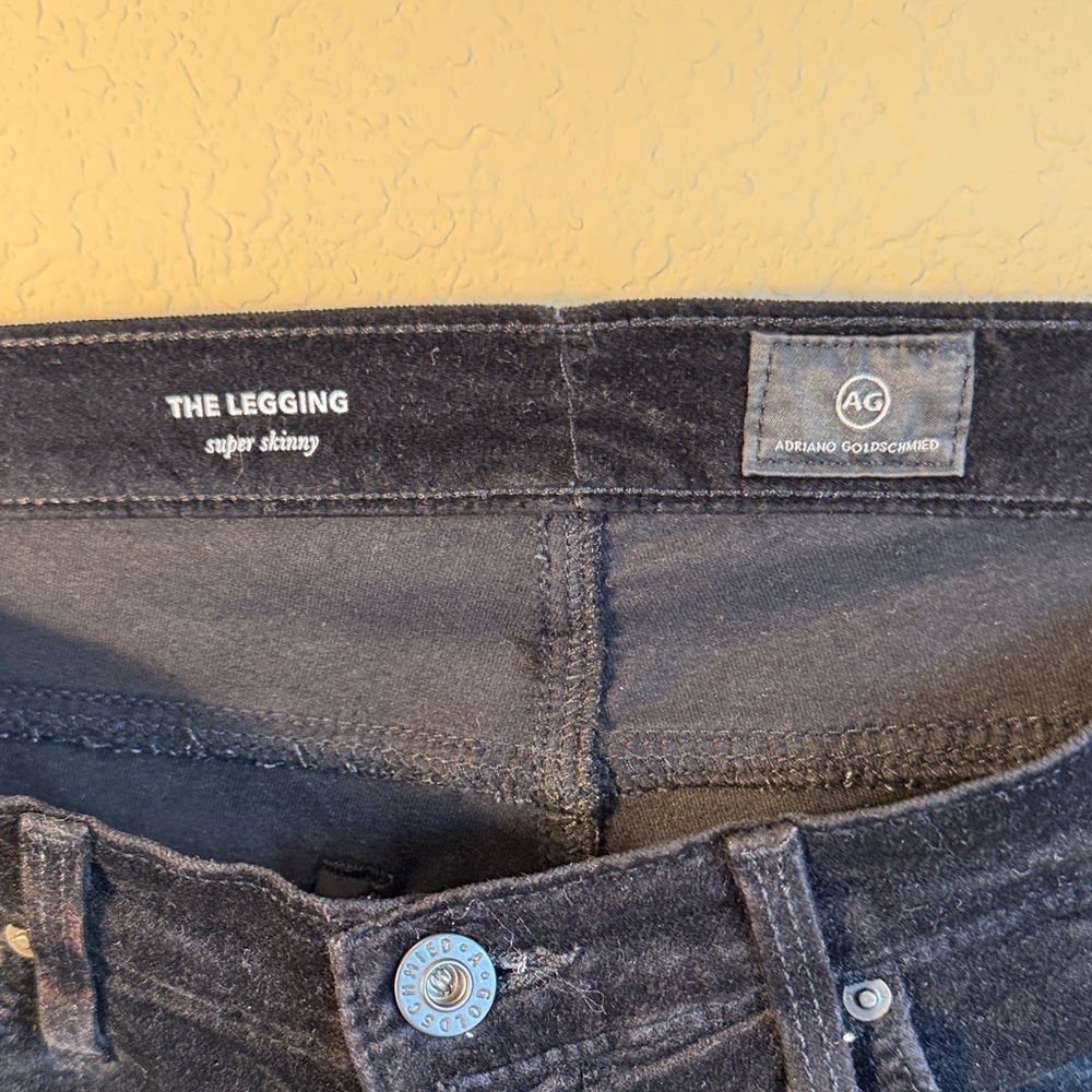 AG Adriano Goldschmied The Legging Black Velvet Jeans Womens 29R